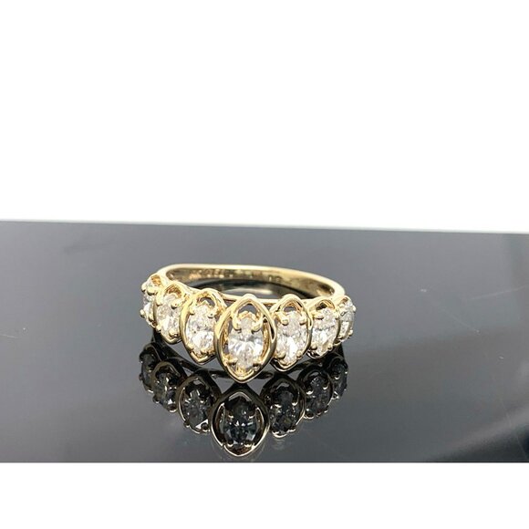 Women's Wedding Band 14k Yellow Gold Ring Diamond 0.50ctw Marquise Size 6.5 - Picture 12 of 14